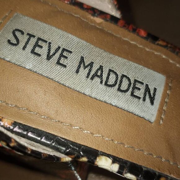 STEVE MADDEN IRENEE BROWN & BLACK SNAKE PRINT BLOCK HEEL ANKLE STRAP SANDAL SZ.8 - Picture 8 of 8